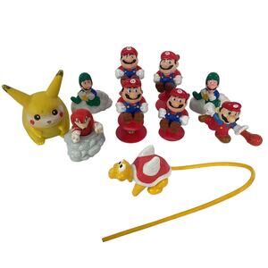 Vintage Lot of Video Games Pikachu Knuckles Super Mario Figures Toys Pre-Owned